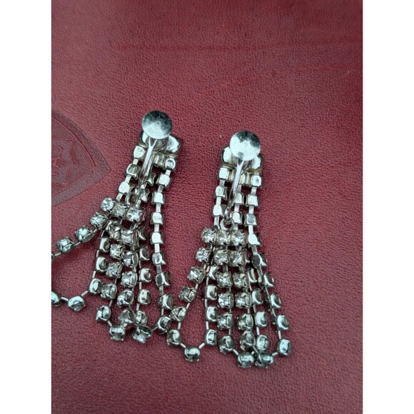 Vintage Rhinestone Screw On Earrings - Formal Wear Jewelry - Wedding Earrings - Picture 6 of 16